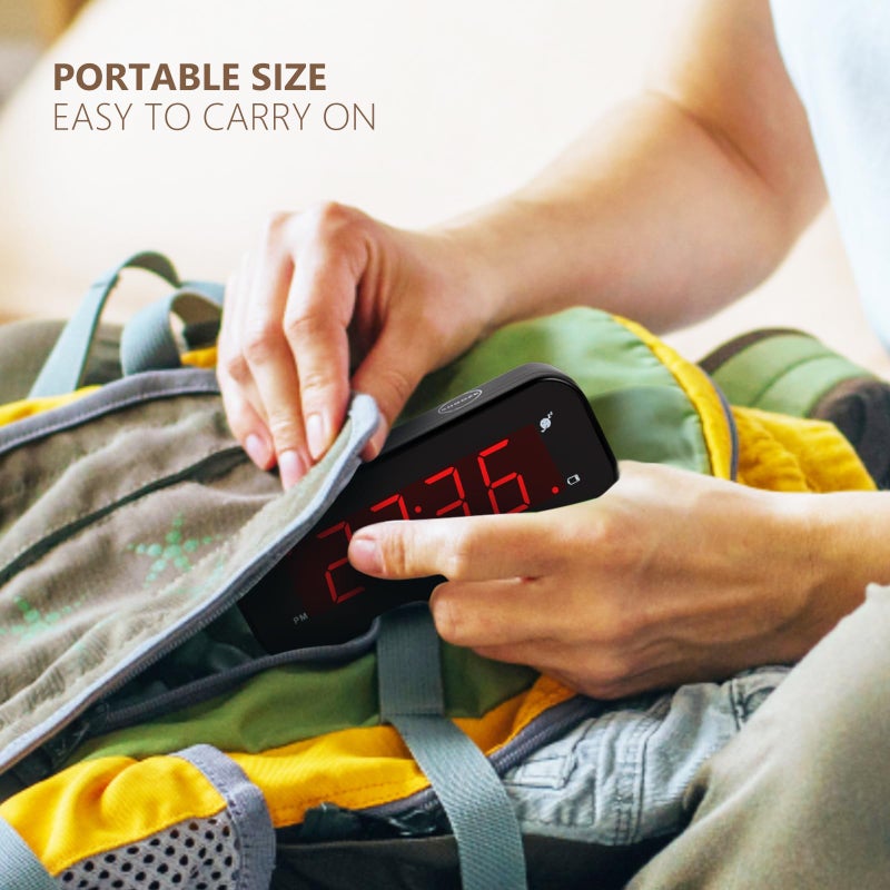 Timegyro Small Digital Clock Battery Operated, LED Travel Alarm Clock Battery Powered with Snooze, Cordless, Brightness Adjustable, 12/24Hr, Easy to Use - Image 3